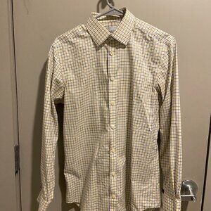 Charles Tyrwhitt Men's Non-Iron Yellow Check Extra Slim Fit Shirt